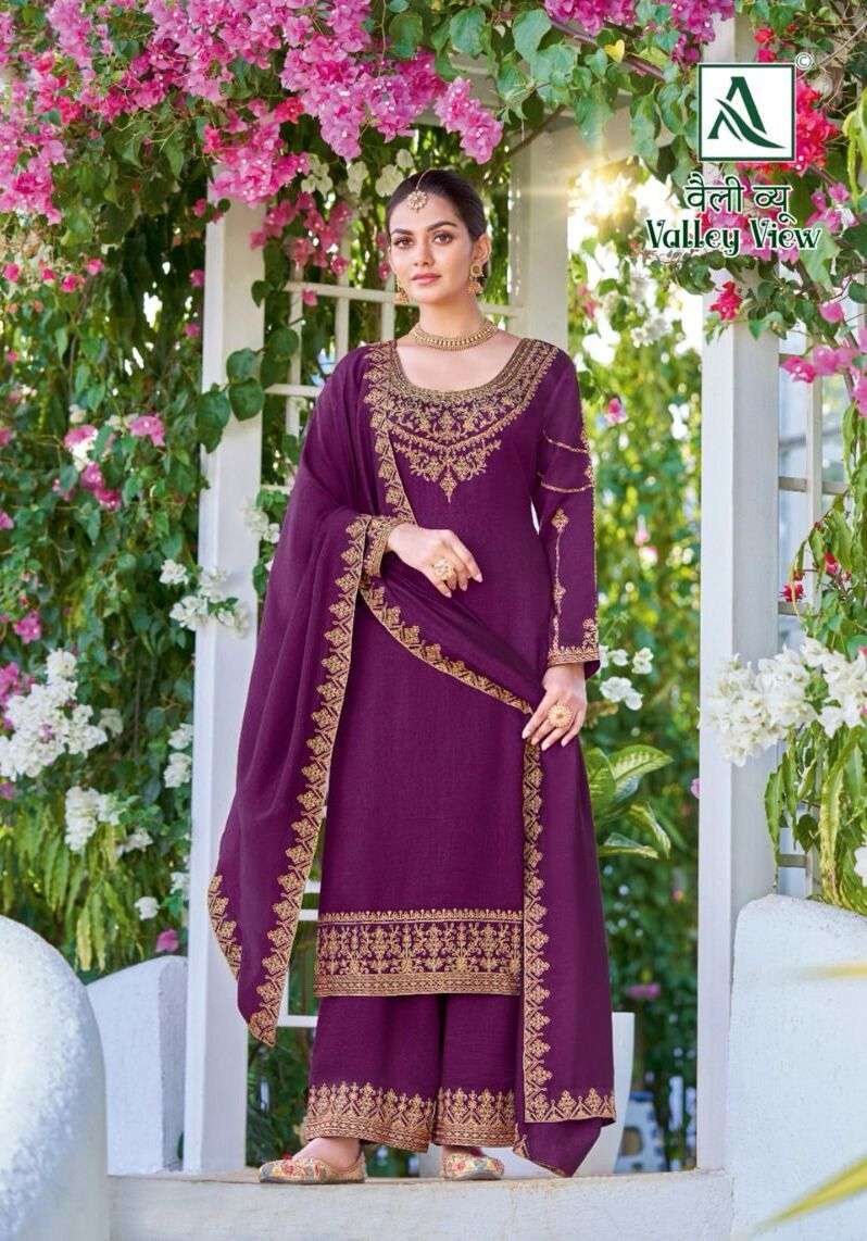 Alok Valley View Pure Vichitra Silk Designer Wholesale salwar suits manufacturers