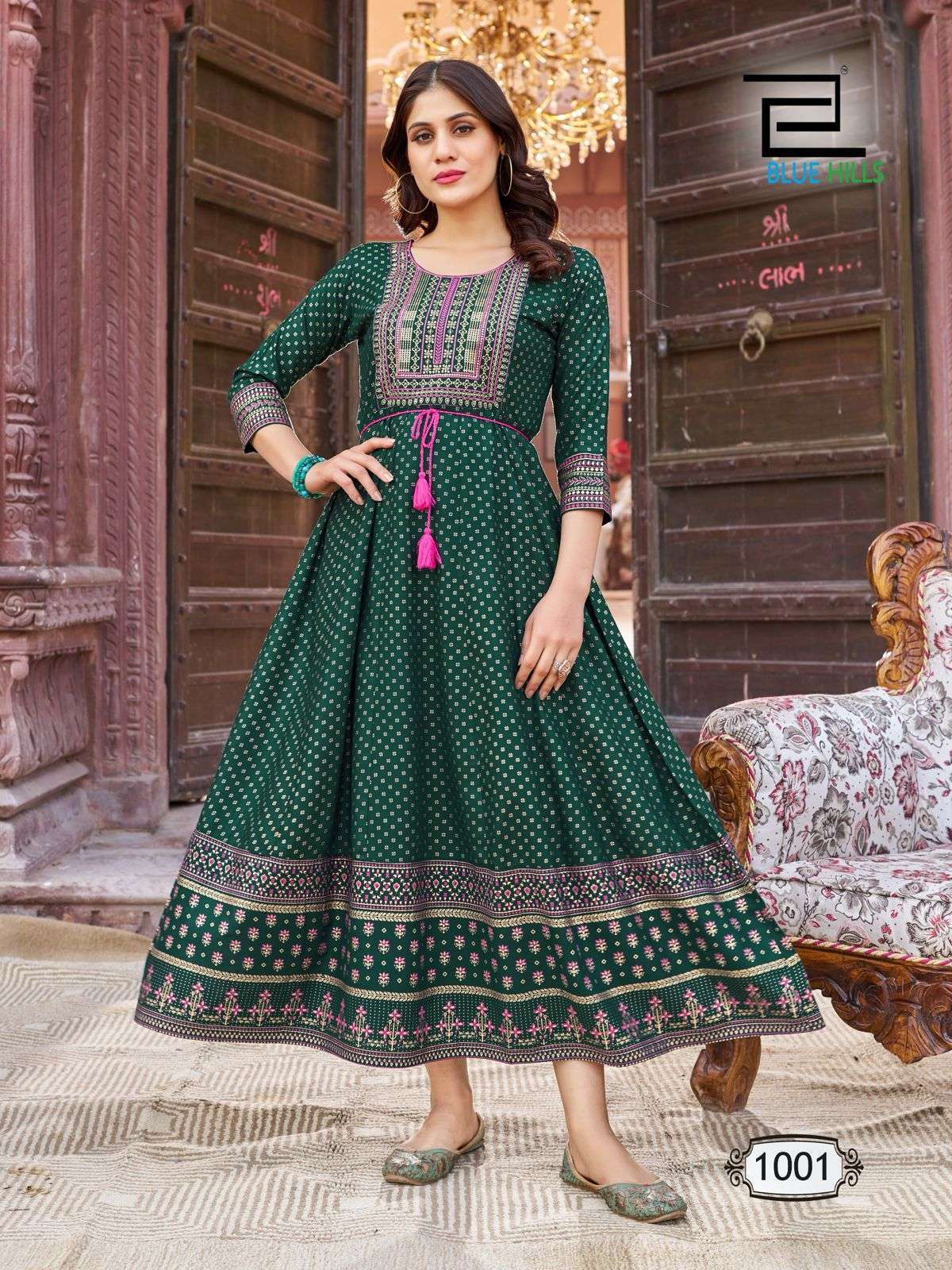 Golden Mohina Heavy Rayon Long Anarkali Kurti Wholesale Collection in india
