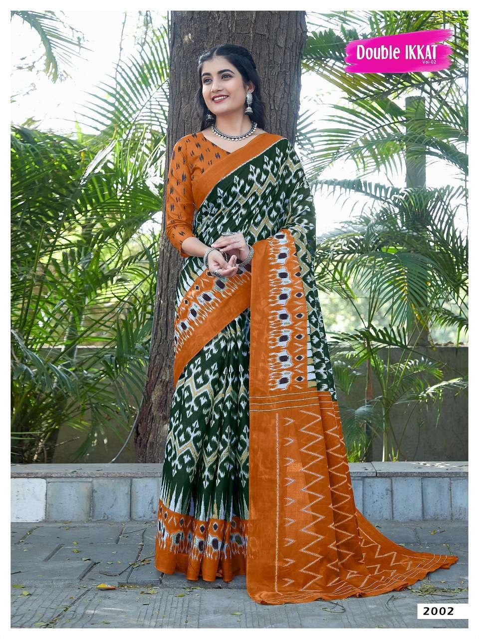 Double ikkat outlet cotton sarees