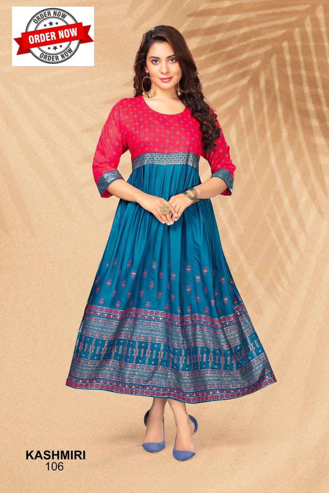 Buy SALALAH Design Long Kurti for Women | Kashmiri Aari Embroidery | Color  : Firozy (Large, Firozy) at Amazon.in