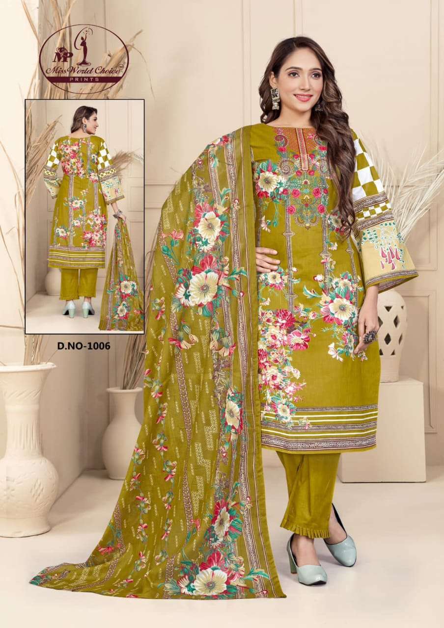 Miss World Mehnoor Vol-1 – Luxury Lawn Jaipur printed dress material wholesale