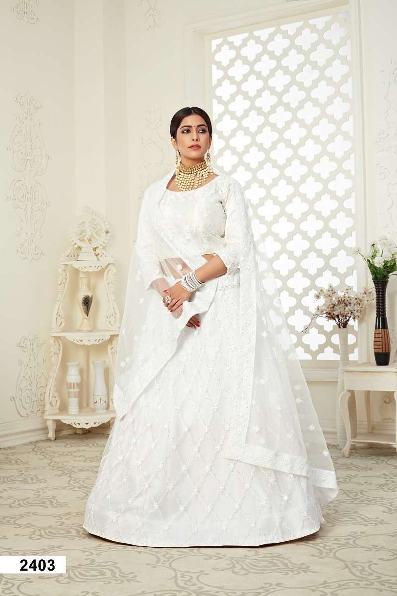 INAAYAT VOL - 01 White BUTTERFLY NET WITH FULL EMBROIDERY LEHENGA CHOLI exporters from Ahmedabad