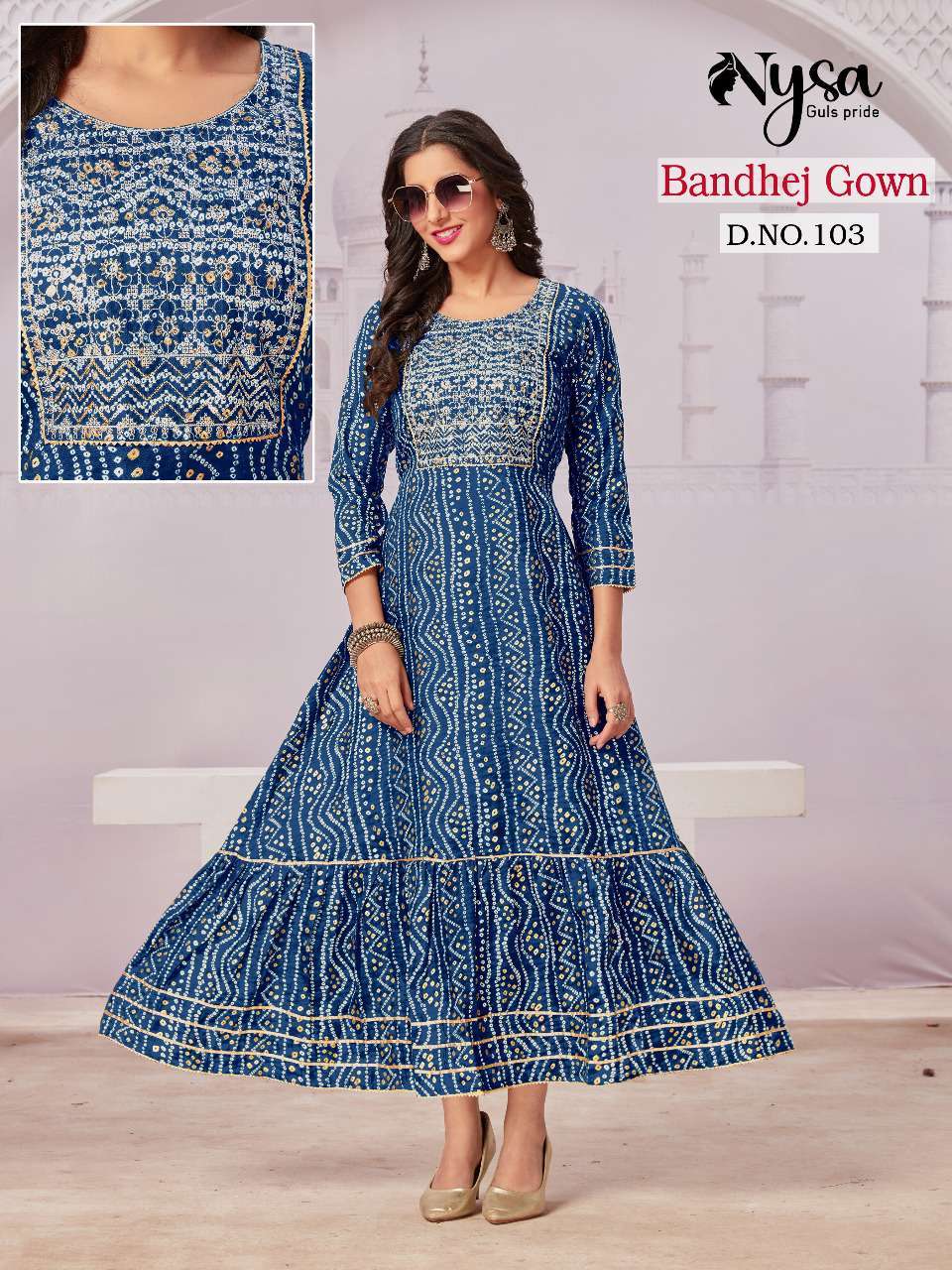 NYSA Bandhej Gown supplier in India