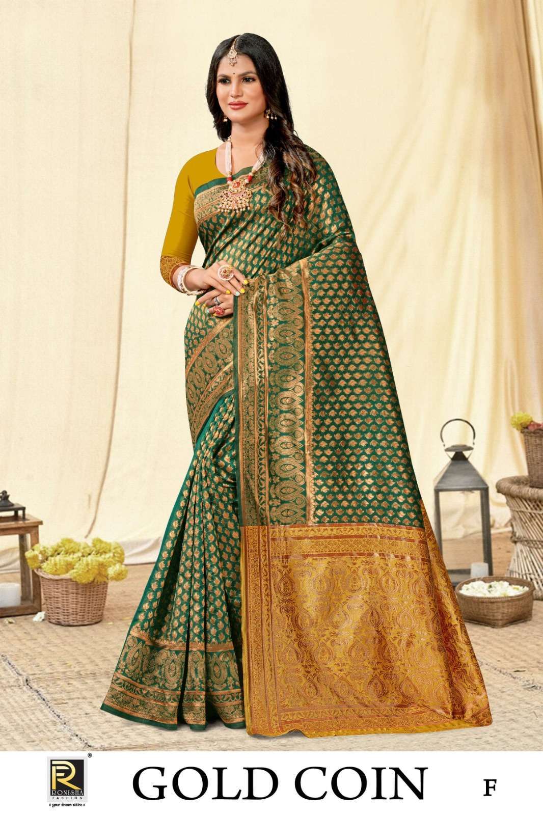 Ronisha Gold cion Banarasi Silk Saree manufacturers in Hyderabad