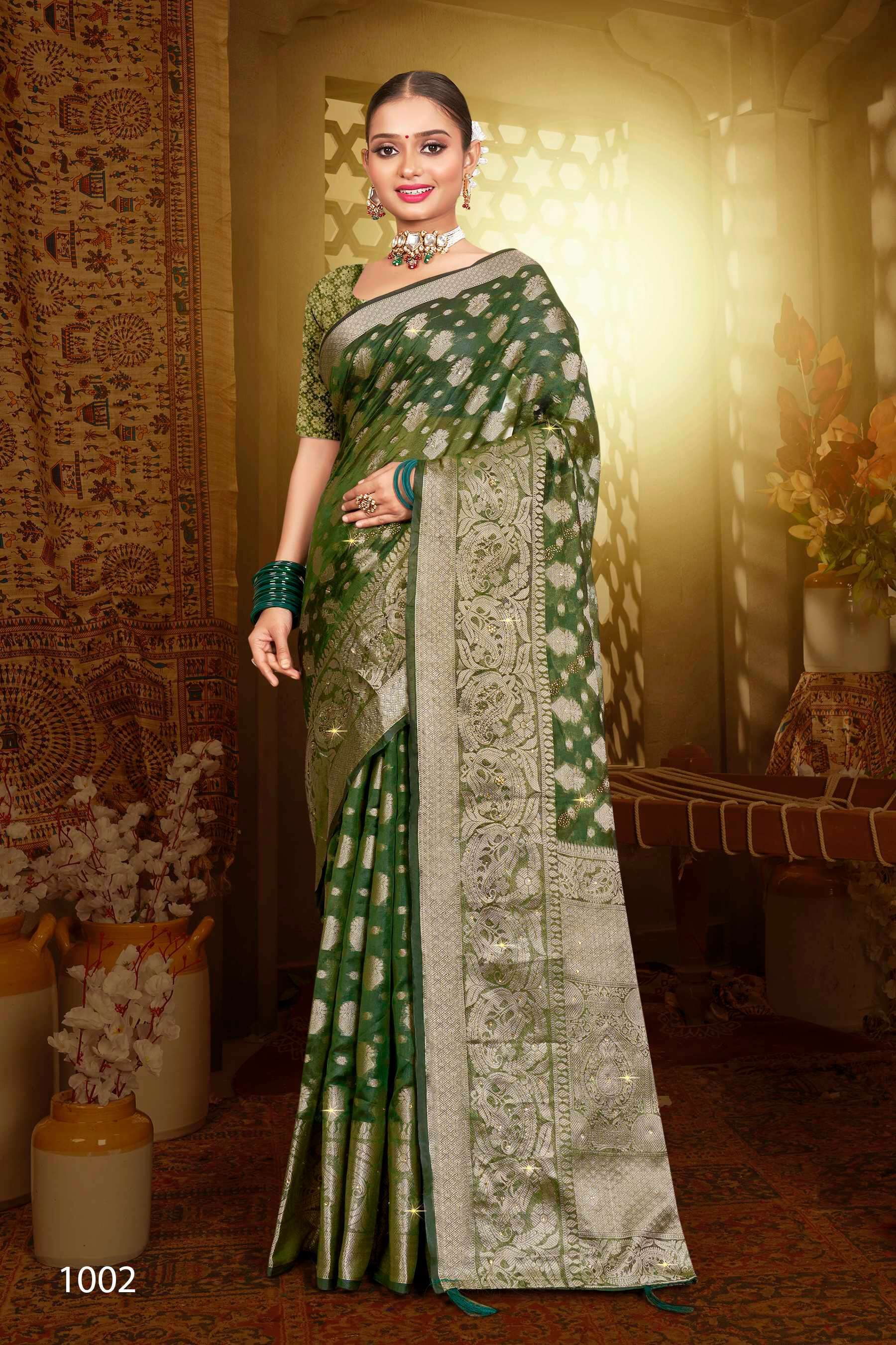 Saroj Monika vol.9 Soft organza with swarovski Saree manufacturers in Kolkata