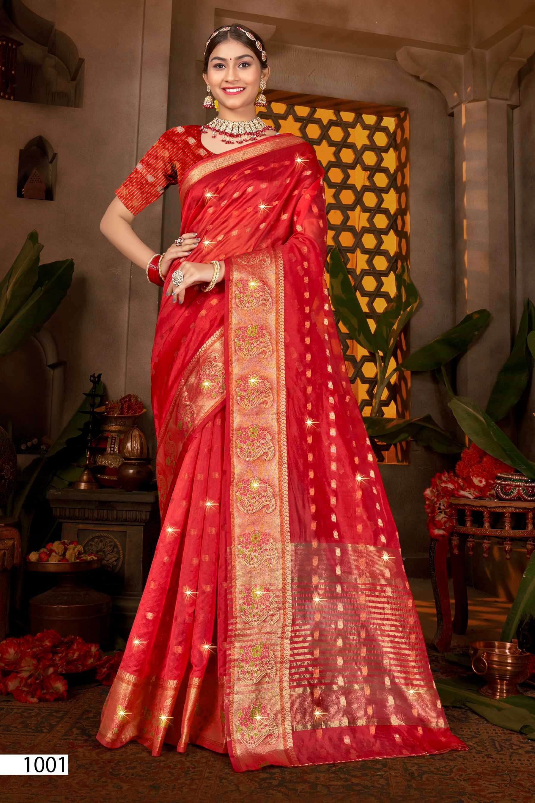 Saroj Sonakshi vol.2 soft organza weaving Saree wholesale suppliers