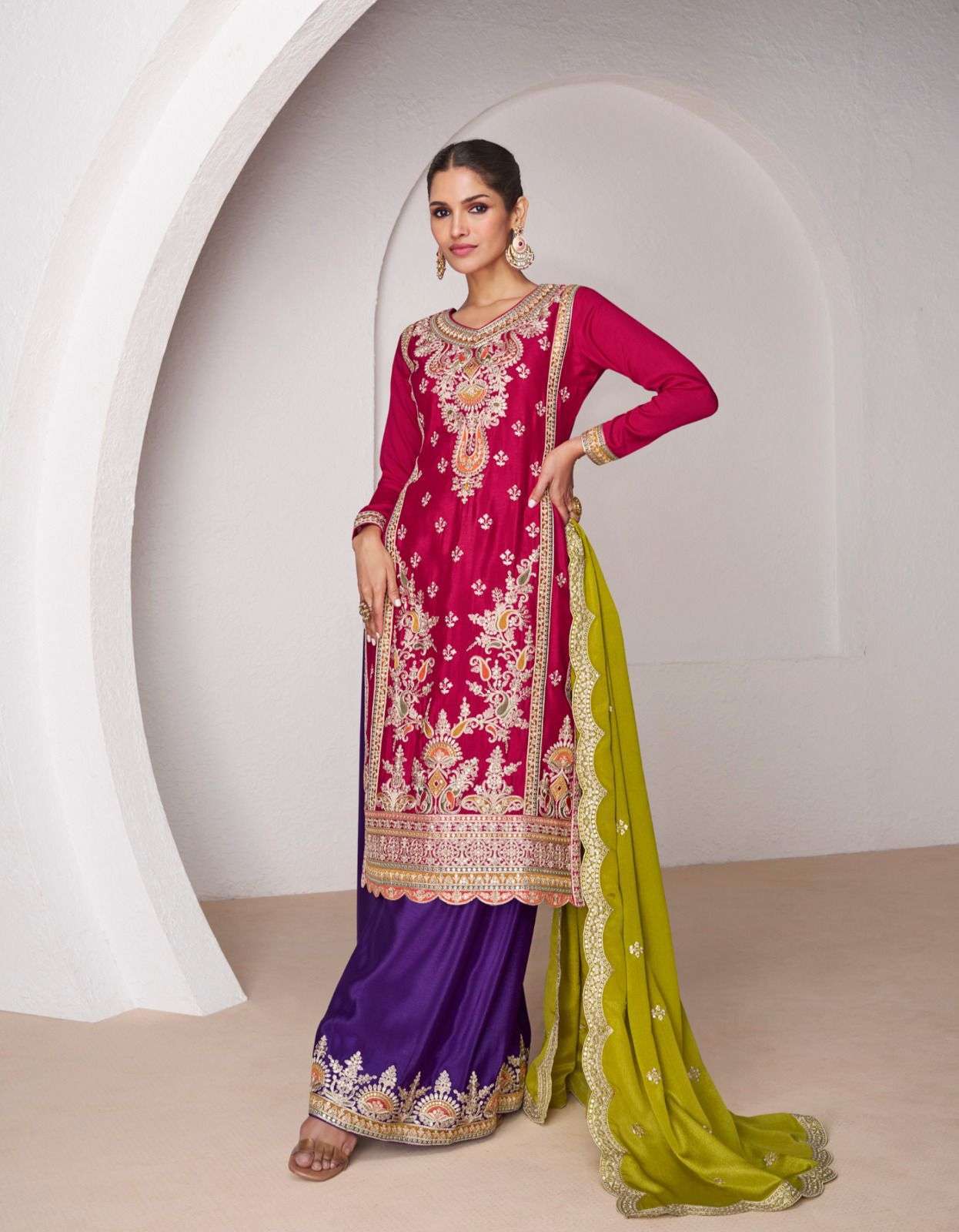 Aashirwad Minali Chinon Silk Designer Online salwar kameez shopping