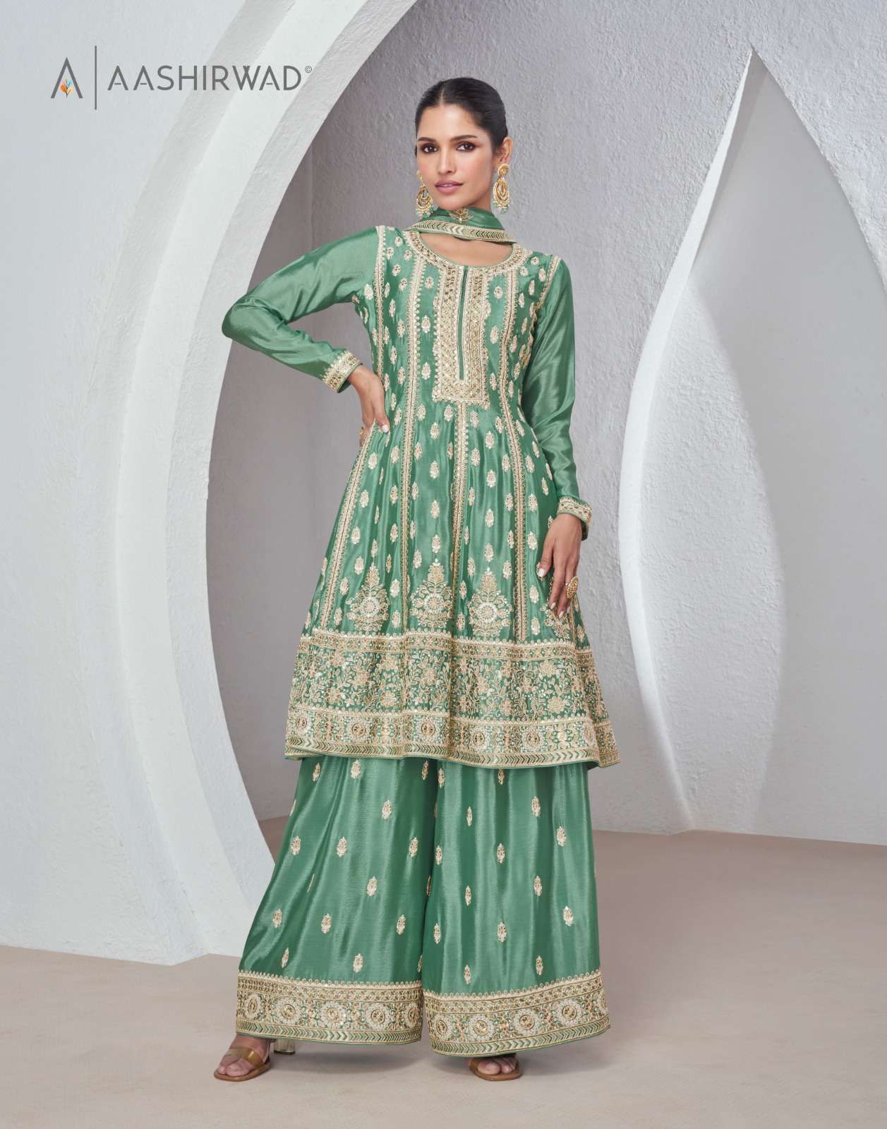 Aashirwad Sajda Chinon Silk Designer Pakistani Salwar Kameez wholesale suppliers in Delhi