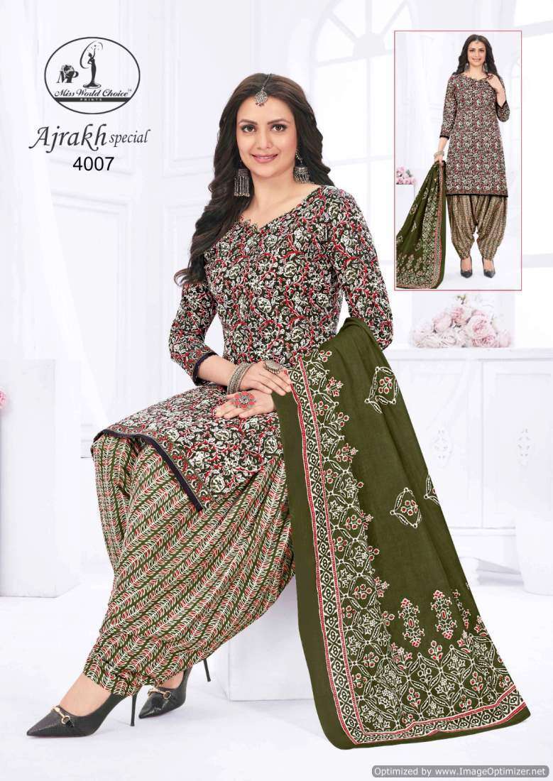 Miss World Ajrakh Vol-4 Dress material wholesale market in Surat