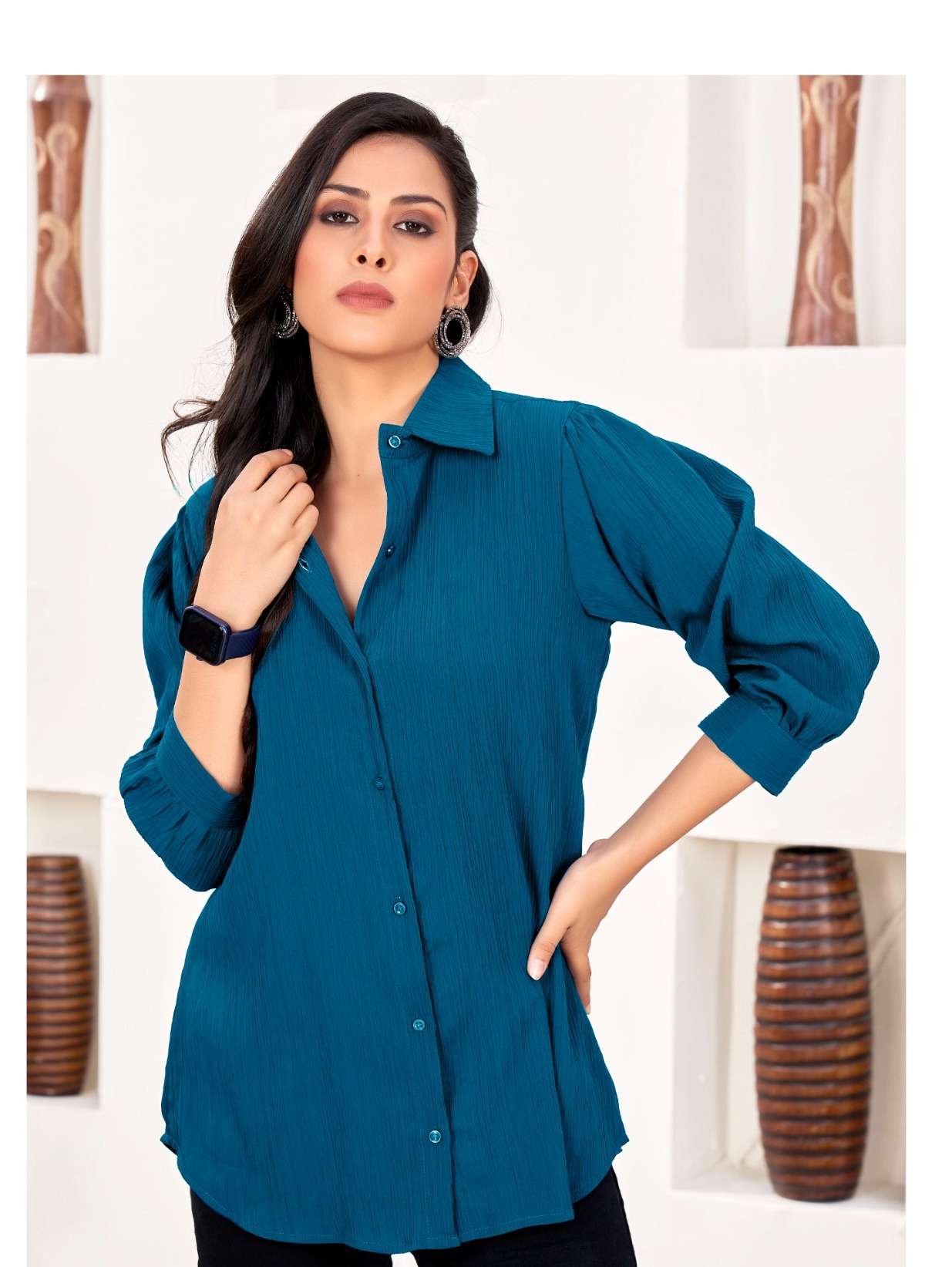 Moksh beautiful women blue shirts in wholesale price