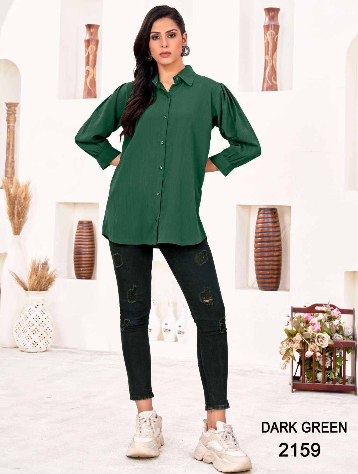 Moksh beautiful women green shirts in wholesale price