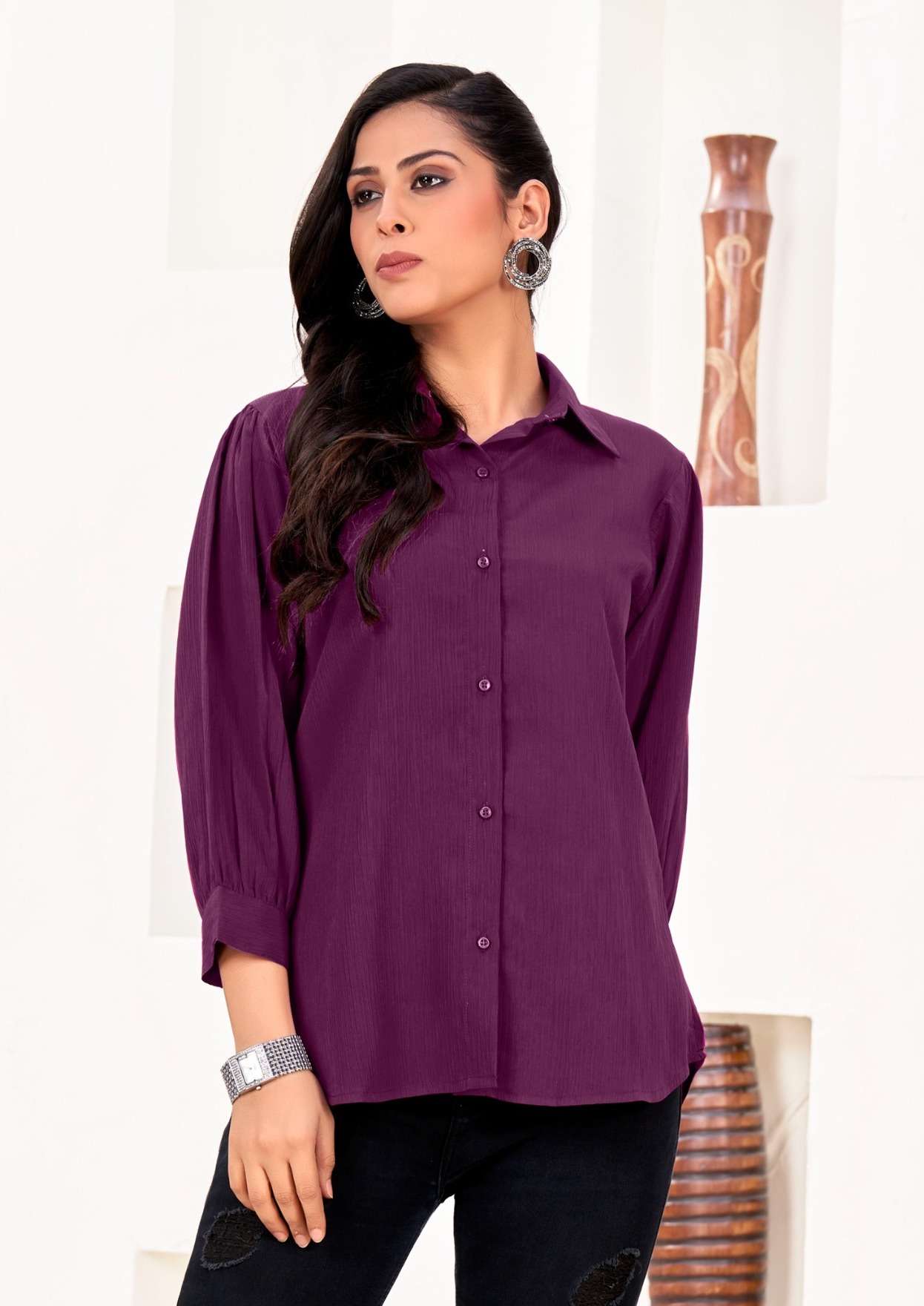 Moksh beautiful women purple shirts in wholesale price