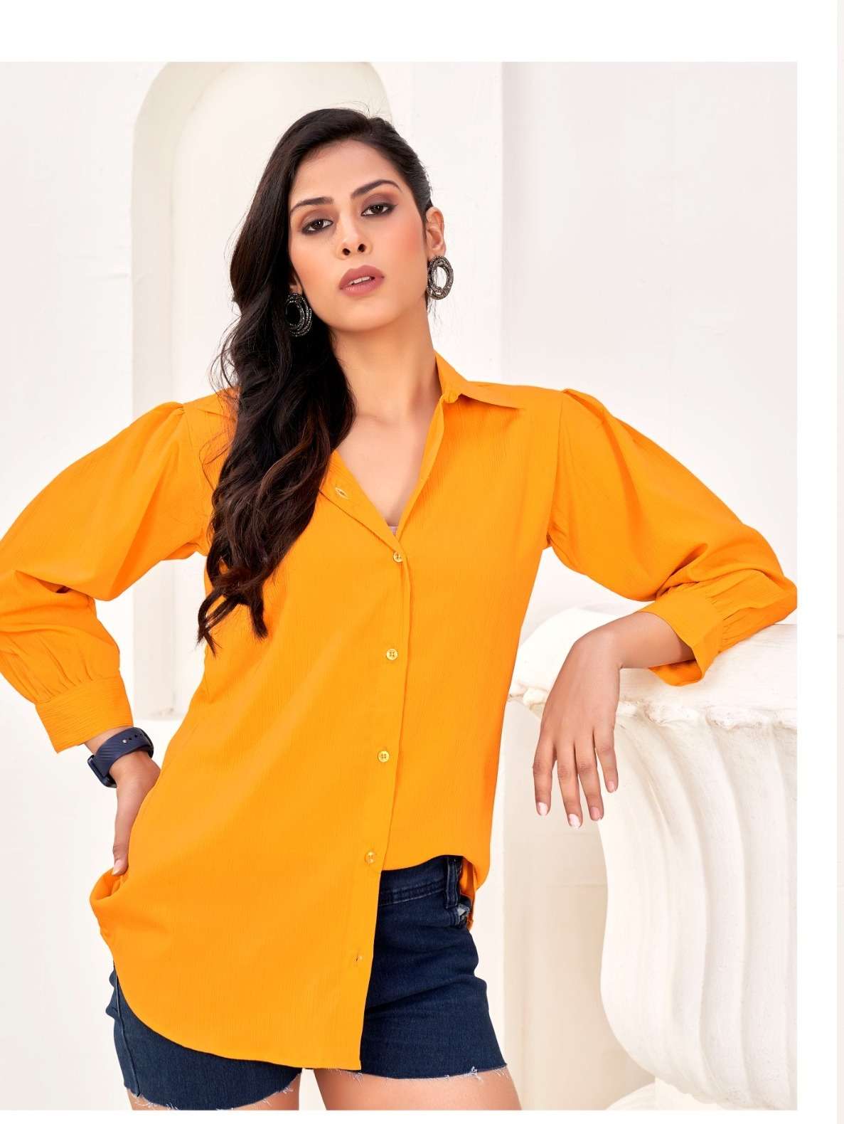 Moksh beautiful women yellow shirts in wholesale price