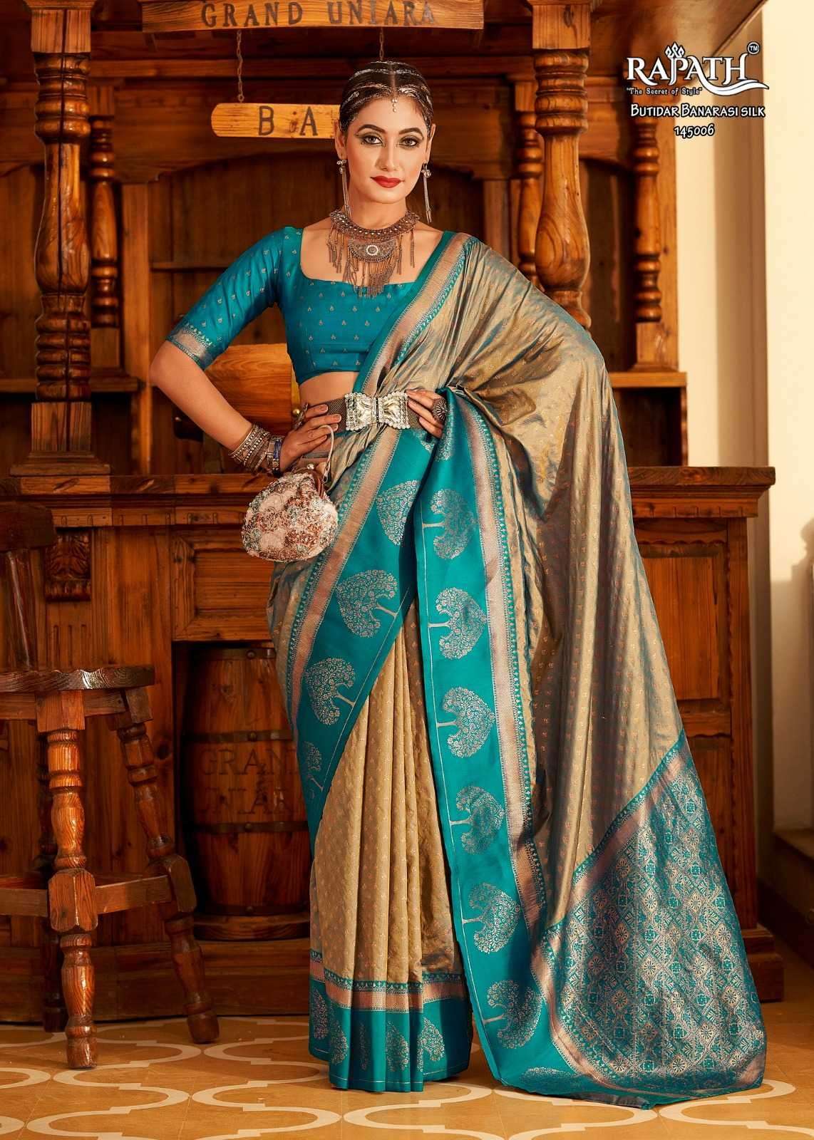 single sky blue saree rajpath vrishabh silk saree wholesale price in surat
