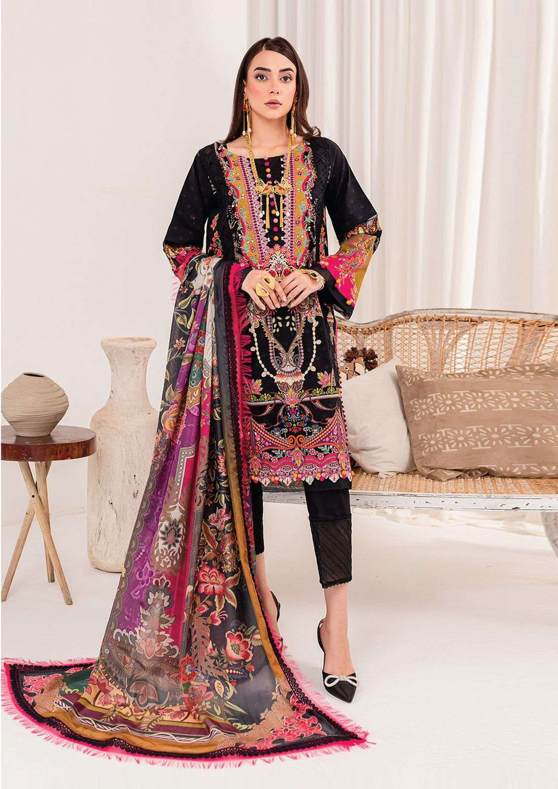 Al Karam Kesariya Vol 12 Cambric Cotton Ladies dress materials wholesale