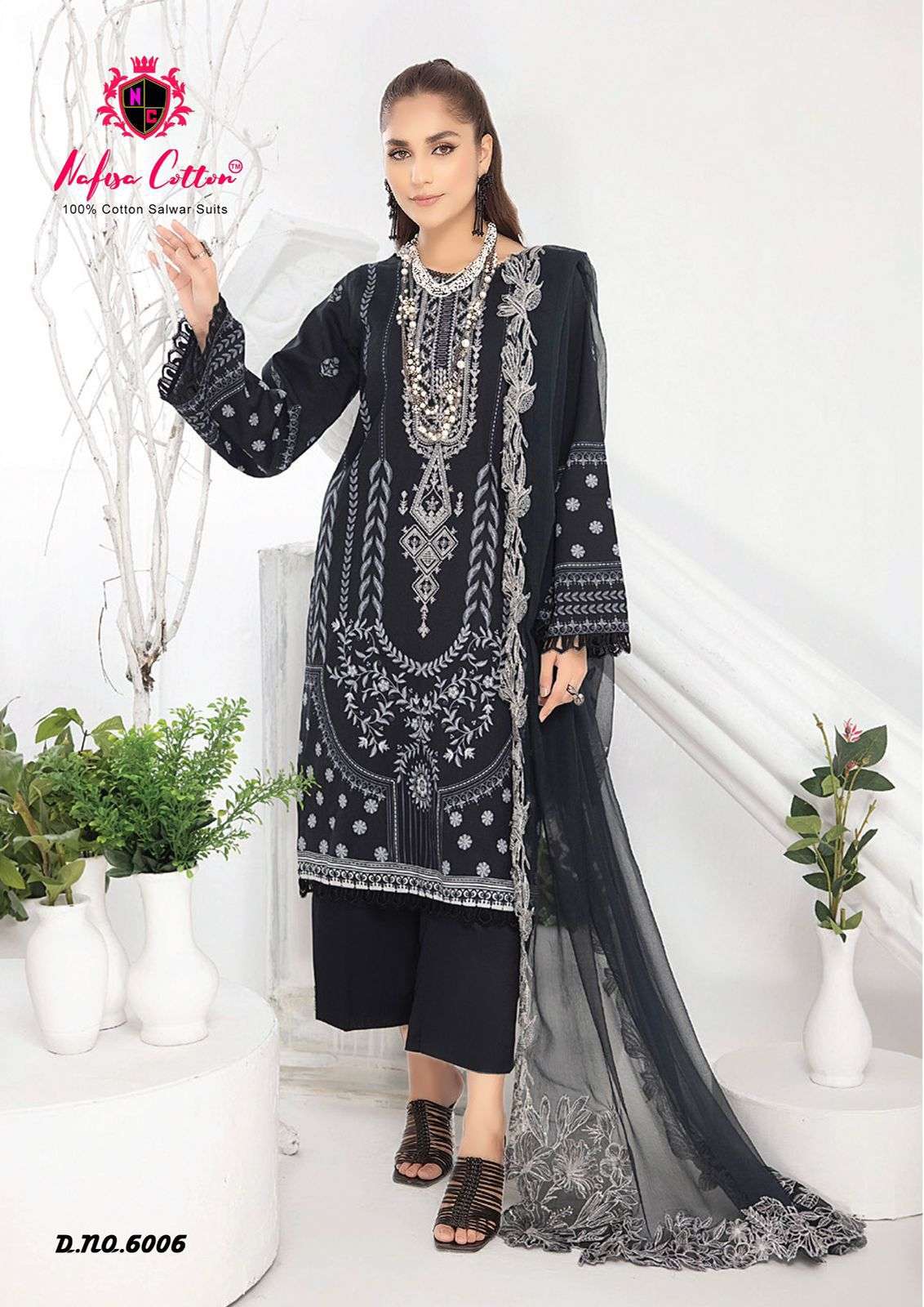 Nafisa Black And White Vol 6 Karachi Cotton Wholesale dress materials in Mumbai