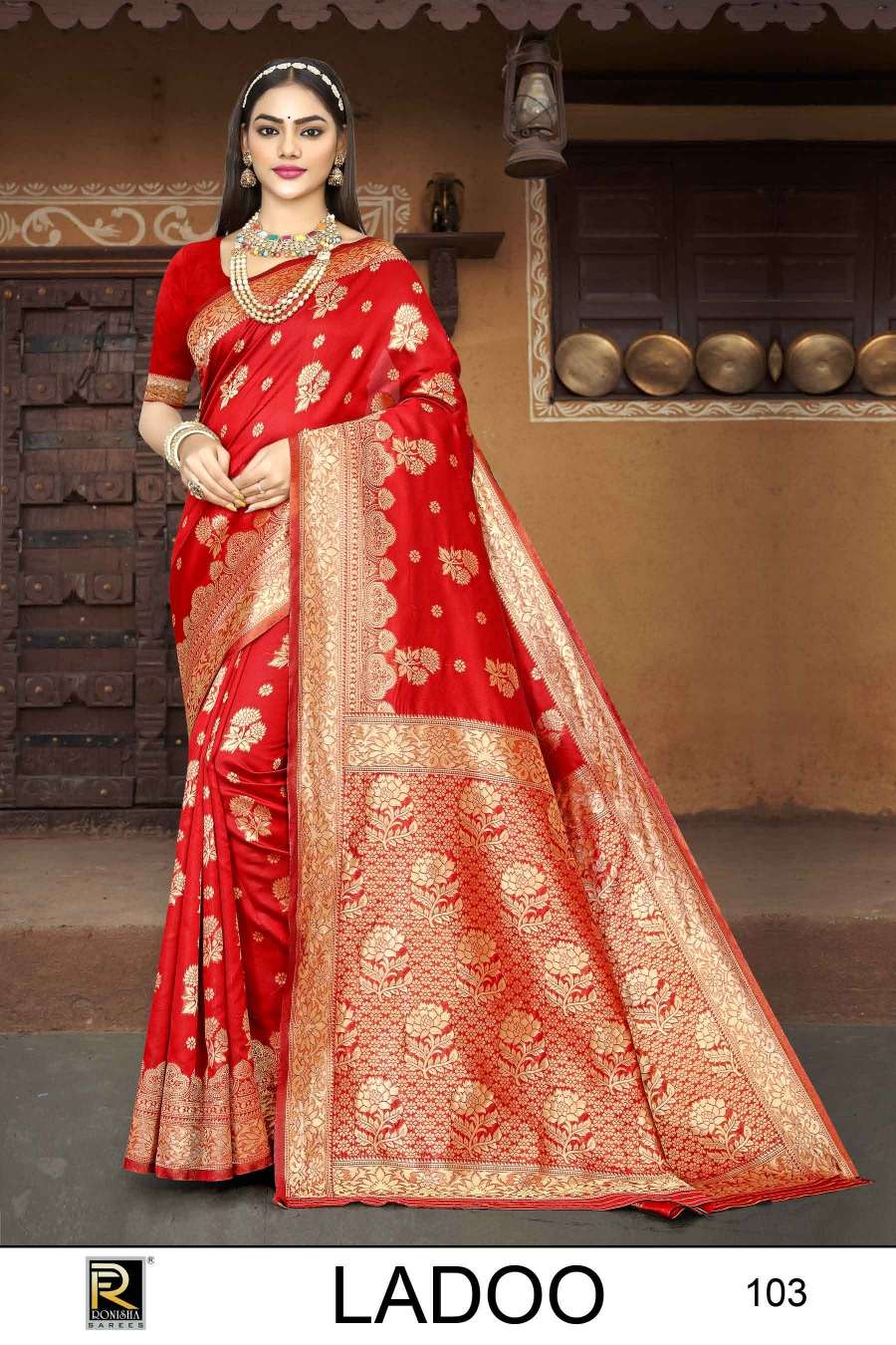 Ronisha Ladoo banarasi silk Saree materials wholesale