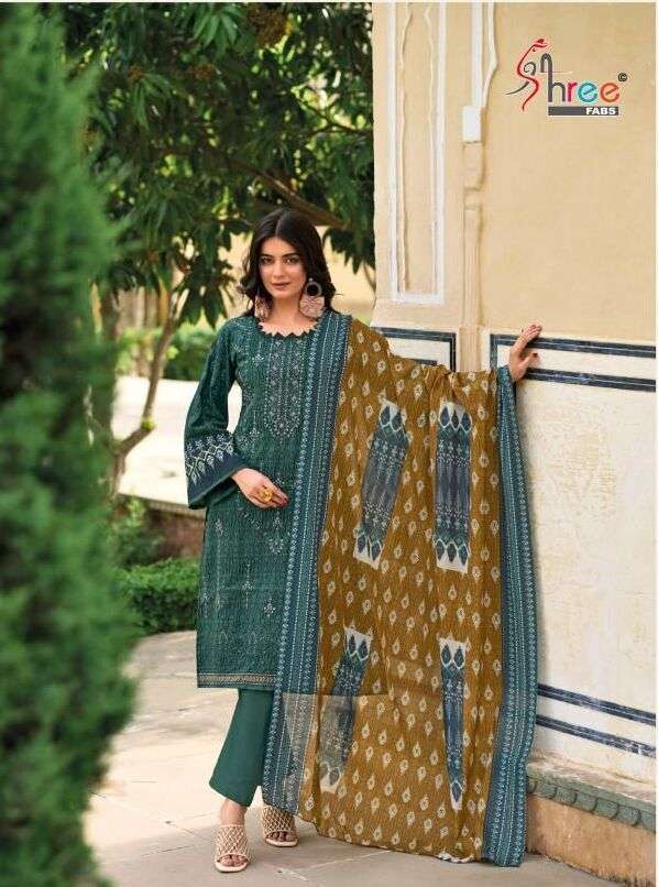 Shree Riwaz Cotton Dupatta Embroidery Pakistani designer suits wholesale market