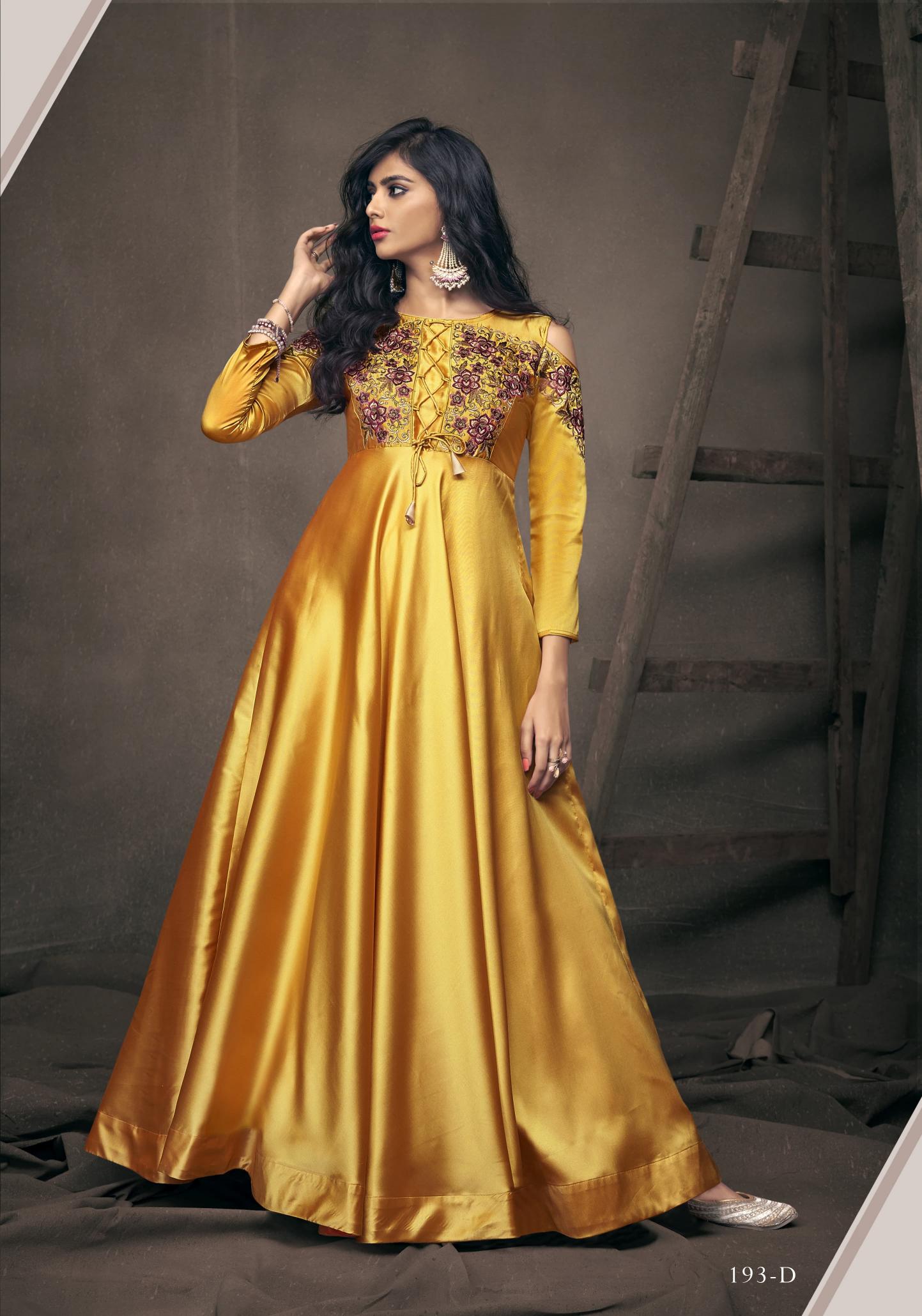 Vardan Designer Navya Vol-10 Gold Gown dealers in Allahabad