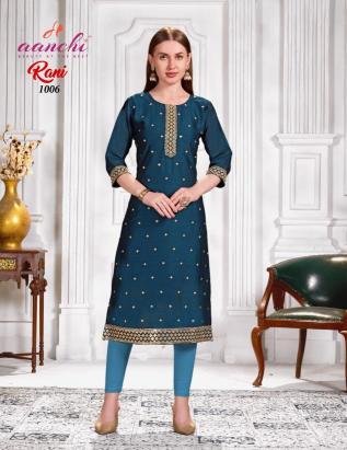 Aanchi Rani Vichitra Fancy Embroidered Wholesale Kurtis in Ahmedabad