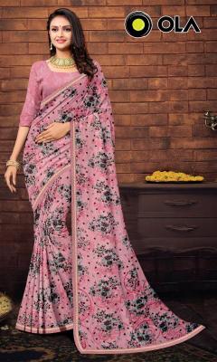 OLA  Renial fancy flower print Saree wholesale price Gujarat