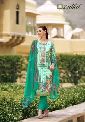 Zulfat Hania Cotton Printed Designer Surat textile market dress materials