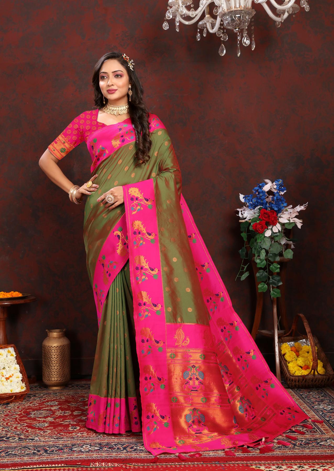 artriddhs murthy cherry designer paithani saree single sarees wholesaler