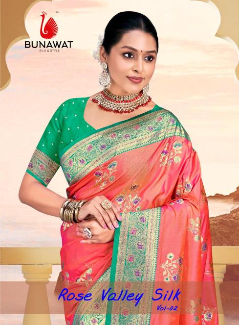 bunawat rose valley sIlk 02 wedding festival wear silk fabric saree collection