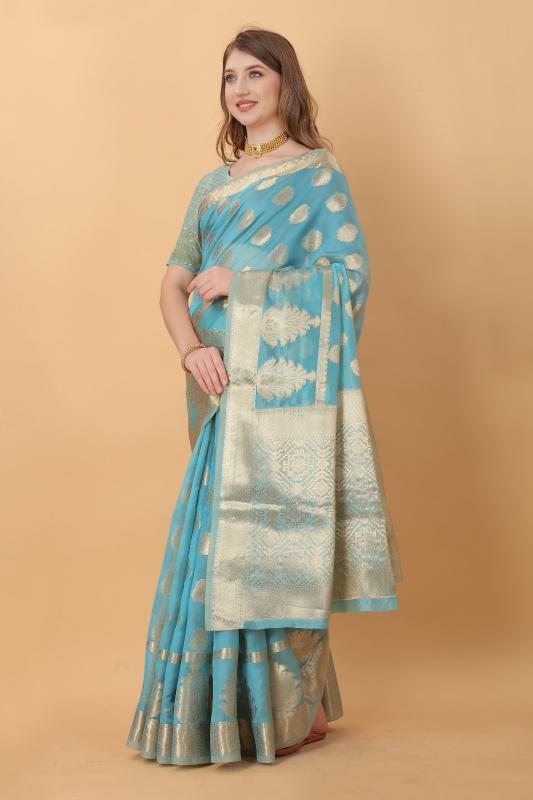 Artriddh murthy Blue soft Organza Silk Saree dealer in India