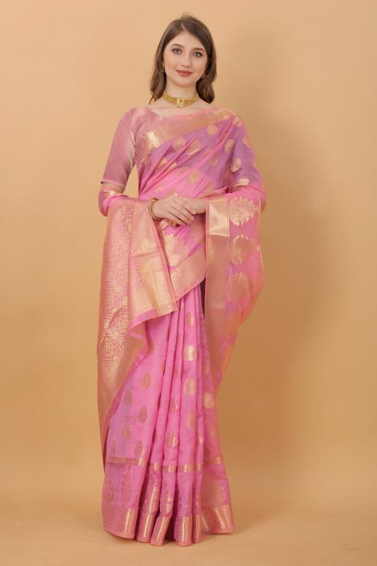 Artriddh murthy Pink soft Organza Silk Saree distributor in Ahmedabad