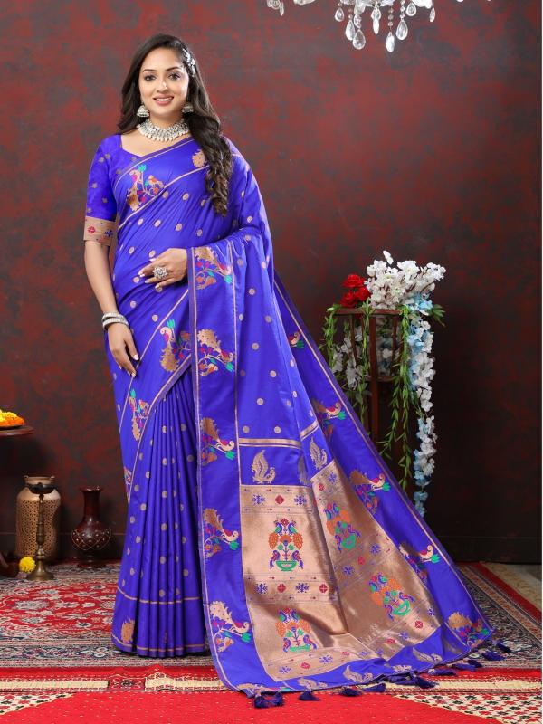 ARTRIDDH Nx -279 Copper Blue Soft Pethani Silk sarees in Hyderabad