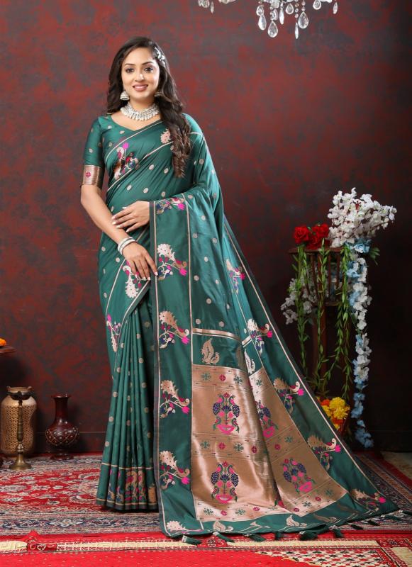 ARTRIDDH Nx -279 Copper Mehndi Soft Pethani Silk Latest sarees in Hyderabad