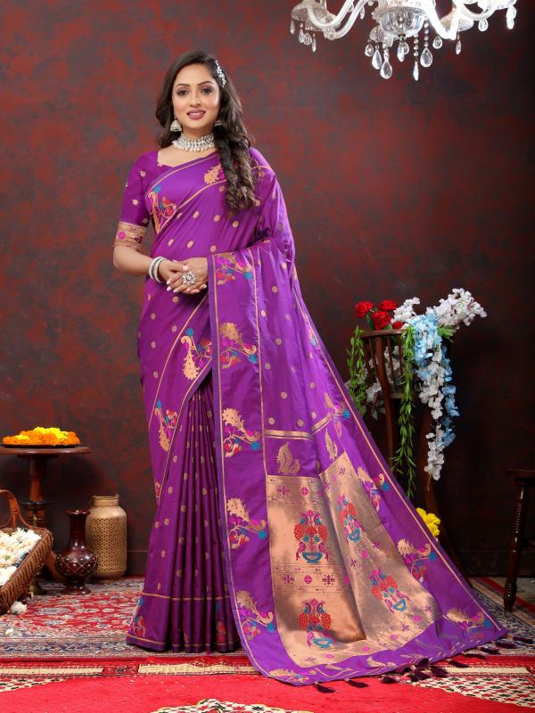 ARTRIDDH Nx -279 Copper purple Soft Pethani Silk Best saree shops in Hyderabad