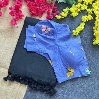 Blousewala Hk6 Khadi cotton saree and khadi Cotton Embrodiary Blouse market in Bangalore