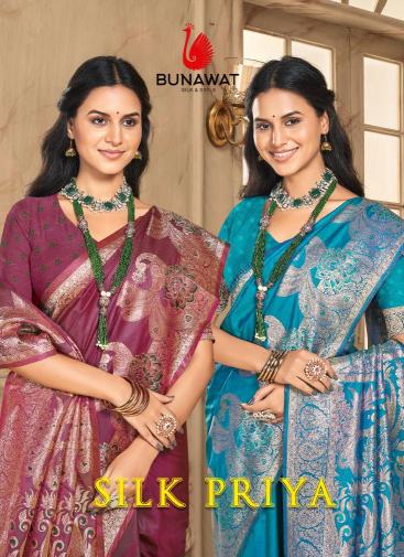 bunawat silk priya wedding festival wear silk fabric saree collection