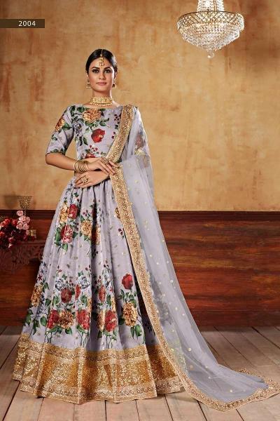 LISHVAA VOL-1 GREY WEDDING SEASON SPECIAL FLOWER PRINTED Kolkata LEHNAGA CHOLI  export market