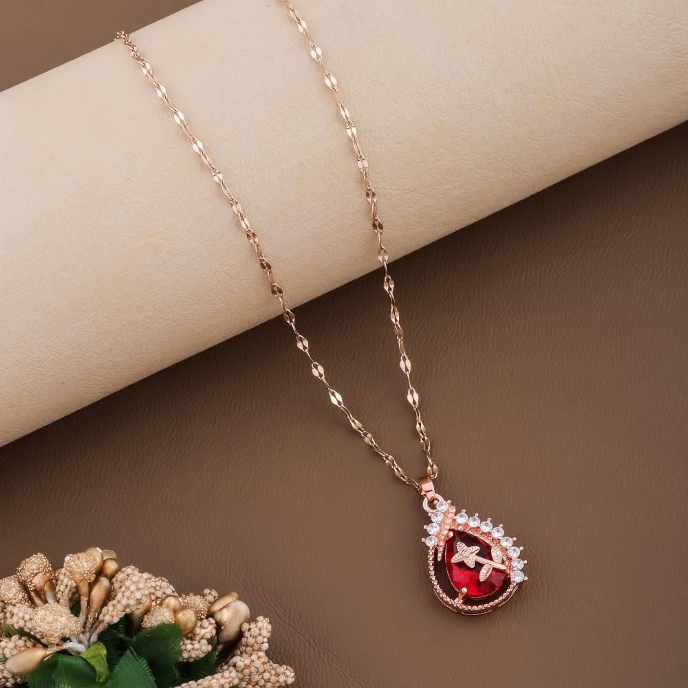 Sizzling Gold Plated Red Pendent Necklace Artificial jewelry online