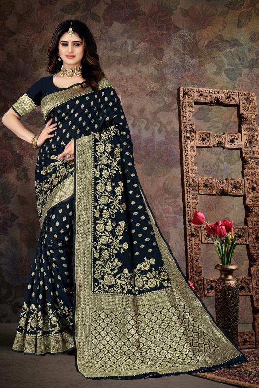 Artriddhs Black banarasi silk Wholesale sarees in Gujarat