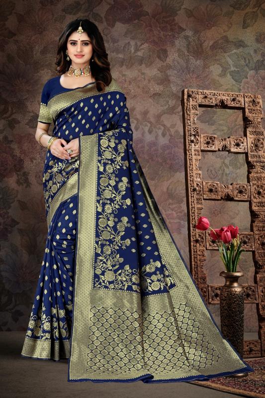 Artriddhs Dark Blue 3 banarasi silk Saree manufacturers in Kolkata