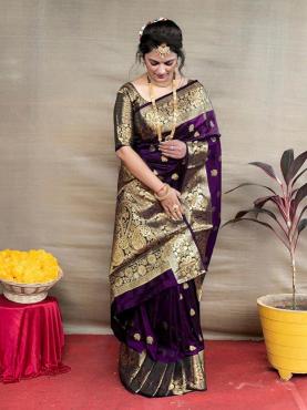 Artriddhs Purple banarasi silk Saree manufacturers in Ahmedabad