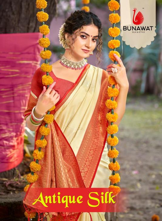 bunawat antique silk wedding festival wear silk fabric saree collection