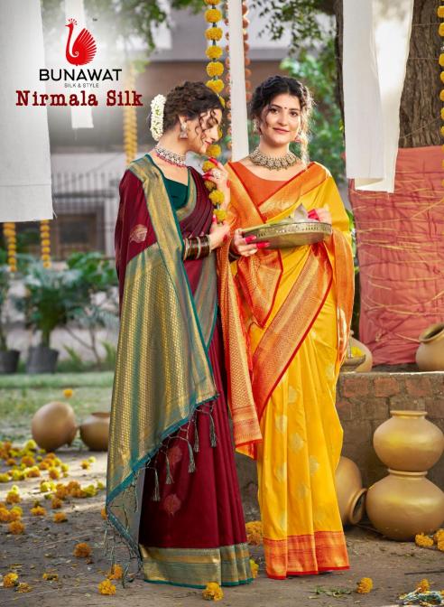 bunawat nirmala silk wedding festival wear silk fabric saree collection