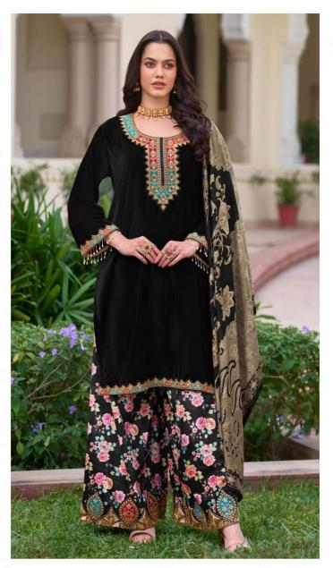 Deepsy Suits D-661 ABCD velvet with embroidery salwar suits wholesale ahmedabad