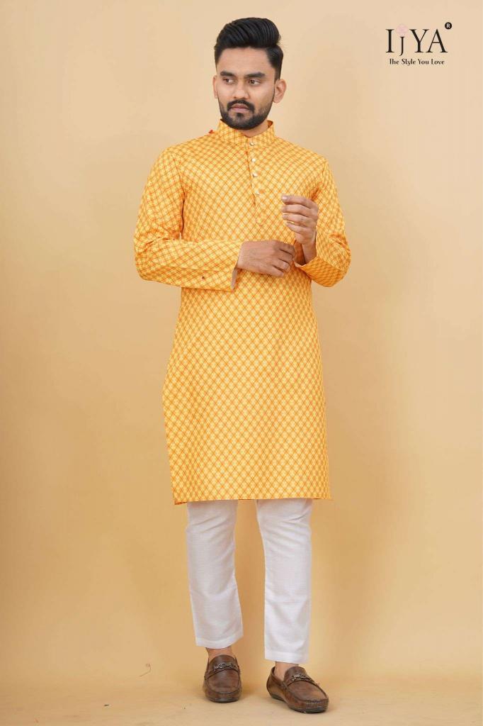 IJYA Magic Cotton Mens Yellow Kurta online shopping