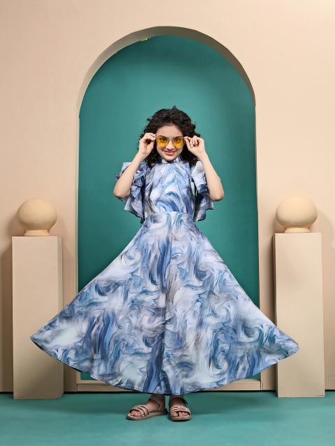 MARIYA Girls Sky Blue Maslin  Party wear kurtis in Hyderabad