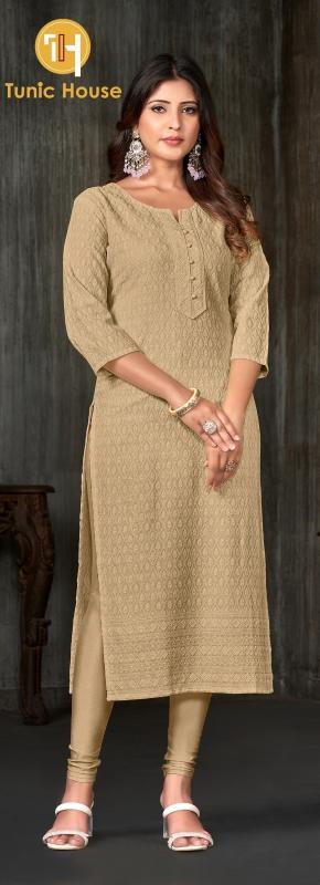 TUNIC HOUSE TESLA Sky Cream Kurtis for women in Ahmedabad