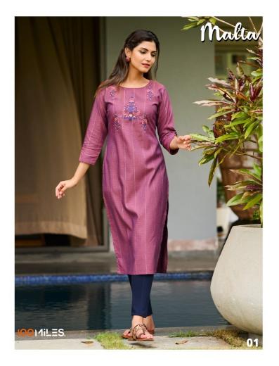 100 Miles Malta pure cotton kurtis wholesale