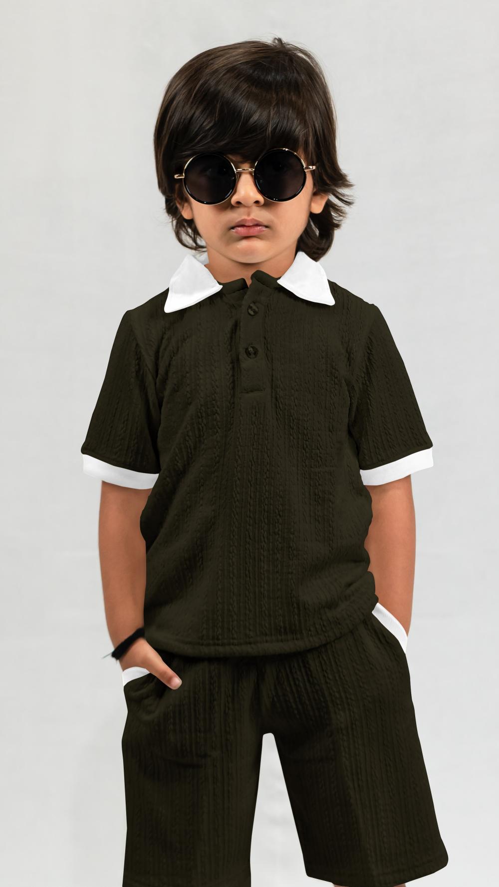 Ak Vooln Rassi Collar T Shirt and shorts for boys wholesale