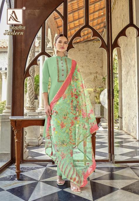 Alok Jasleen Pure Chanderi dress material manufacture in surat