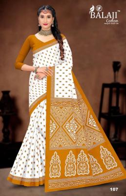 Balaji White Butti Printed Cotton Saree Wholesaler in Surat